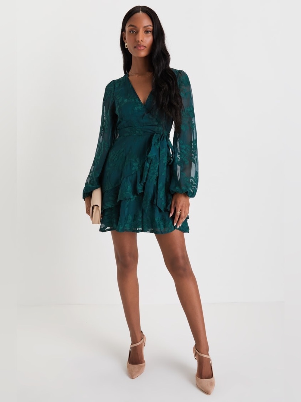 Lulus Size XL Inclined to Romance Emerald Green Floral Embroidered Mini Dress